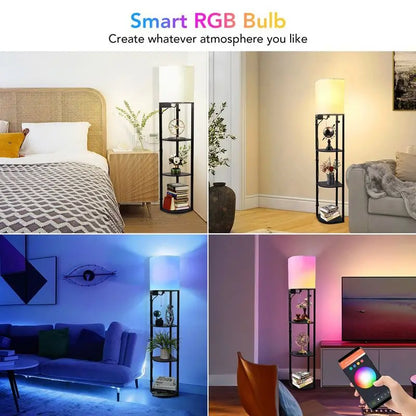 Smart RGB Shelf Floor Lamp with USB Charging Ports Standing Light for Living Room Bedroom Office APP Control Storage Lamp