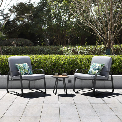 3 Piece Rocking Bistro Set Wicker Patio Outdoor Furniture Porch Chairs Conversation Sets with DPC Coffee Table