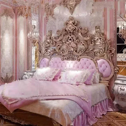 Master Modern Bed Large Princess Vintage Carved Girl Queen Bed Double Luxury Confortable European