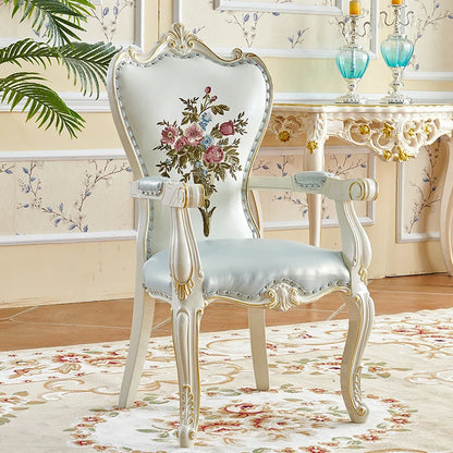 European Solid Wood Dining Chair Princess Lazy Throne Luxury Lounge Chair Fashion Butterfly Ergonomic Muebles Entrance Furniture