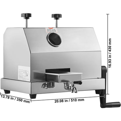 Commercial Sugar Cane Juicer 110LBS/H High Output Sugarcane Juicer Machine w/3 Stainless Steel Rollers 2.4" Large Inlet