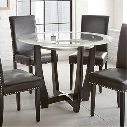 Carell Furniture 45" Round Glass Top Dining Table in Espresso Finish Base