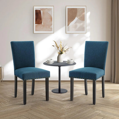 Dining Chairs Set of 2 Upholstered Parsons Diner Room Chair Sets Fabric Kitchen Chairs with Nailhead Trim/Sturdy Wood Legs and P