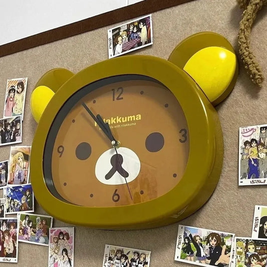 Rilakkuma Inspired Cute Silent Wall Clock Sweep Second Decorative Clock for Kids Bedroom Living Room Home Decor