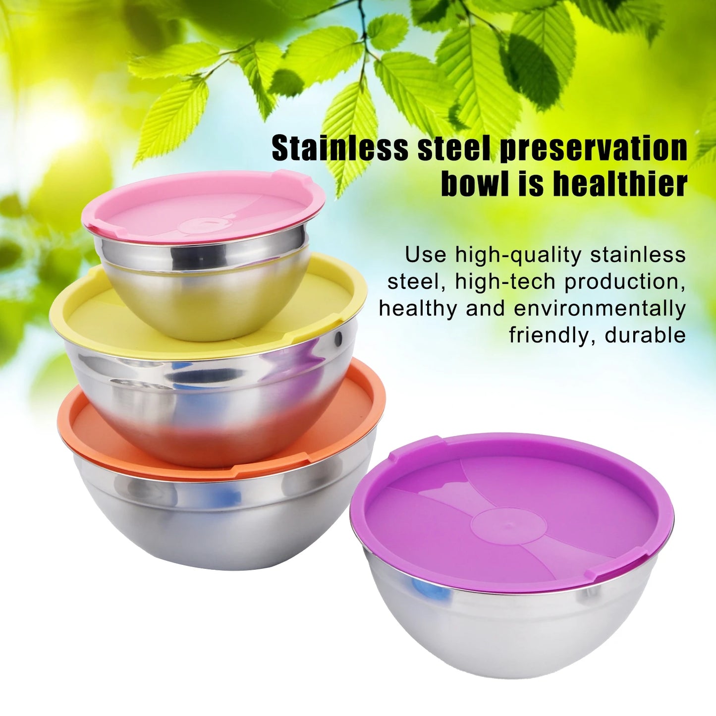 Food Storage Container /set Stainless Steel Mixing Bowl Food Storage Preservation Box with Lids