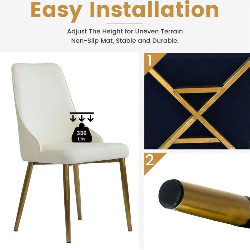 Set of 2 Modern PU-Filled Dining Chairs with Solid Wood and Metal Legs
