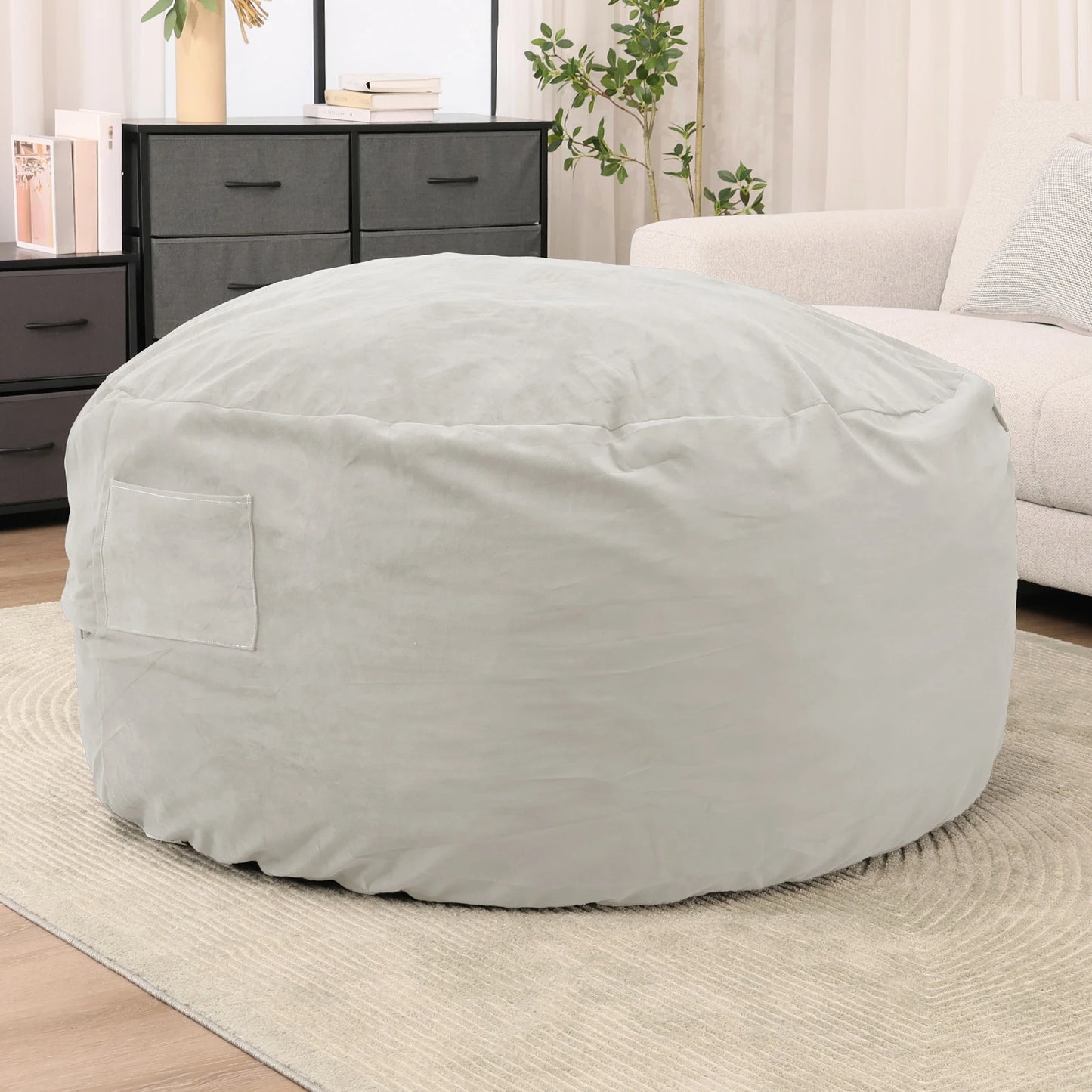 Oversized 3/4FT Bean Bag Chair for Gaming Reading Lazy Sofa Foam Filled Couch with Removable Cover