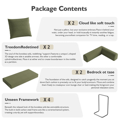 59" 4-in-1 Cloud Boneless Convertible Floor Sofa Bed,High-Density Sponge & Corduroy Fabric Futon Daybed for Living Room Bedroom