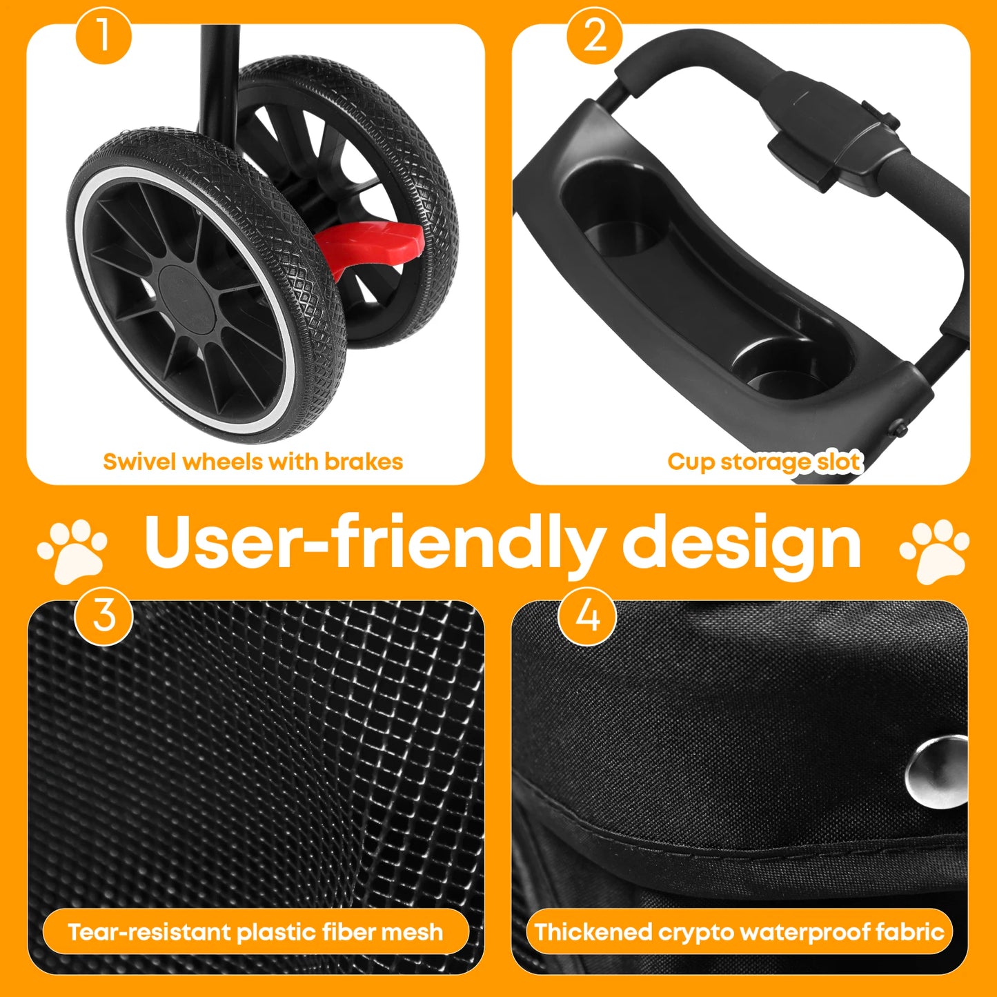 3 in 1 Pet Stroller with Removable Carrier Folding Stroller for Small/Medium Dogs and Cats Waterproof All-Terrain