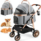 360° High Wheels Transport Foldable Cat Pet Stroller 2in1 Dog Buggy Stroller Dog Box Can Be Attached in Car, Max. load 25 kg