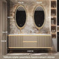 Luxury Bathroom Vanity Cabinets Set Modern Slate Single Double Basin Nordic Oak Storage Bathroom Drawer Slab Sink Mirror Cabinet