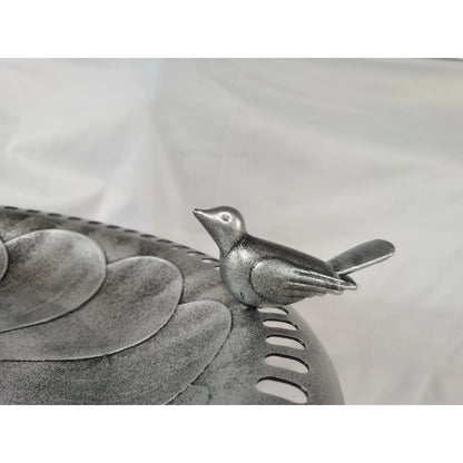 29 Inch Polyresin Lightweight Outdoor Garden Bird Bath - Silver