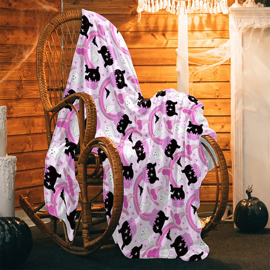 Spooky Halloween Throw Blanket Soft and Warm Fleece Blanket with Stylish Print