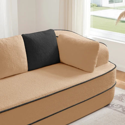 Modular Sectional Sofa with Teddy Velvet - Ergonomic Design, Non-Slip Bottom, No Assembly, Soft Fluffy Fabric for Living Room
