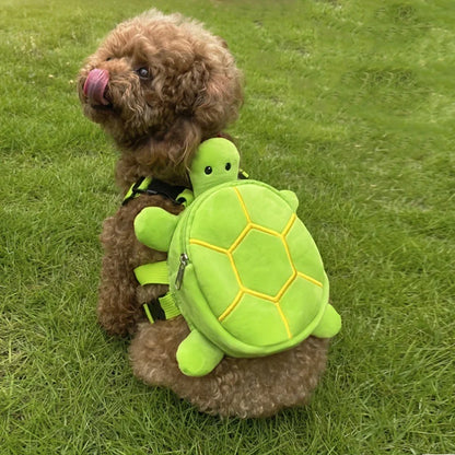 Cartoon Turtle Shape Dog Backpack No-Pull Pet Harness Vest Self Carrier Metal Zipper Large Capacity Backpack