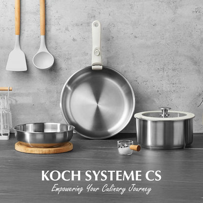 KOCH SYSTEME CS Stainless Steel Pots and Pans Set, 7 Piece Stainless Steel Cookware Set with Detachable Handle