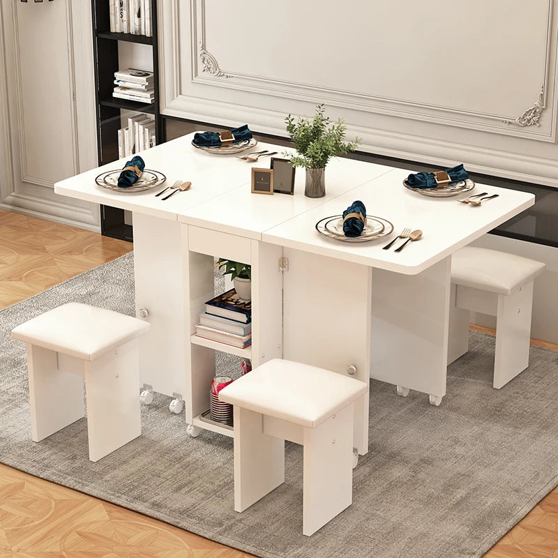 Folding Dining Table Set 4 Chairs Italian Nordic Luxury Dining Table Decorate Simple Mesas Y Sillas De Comedor Kitchen Furniture