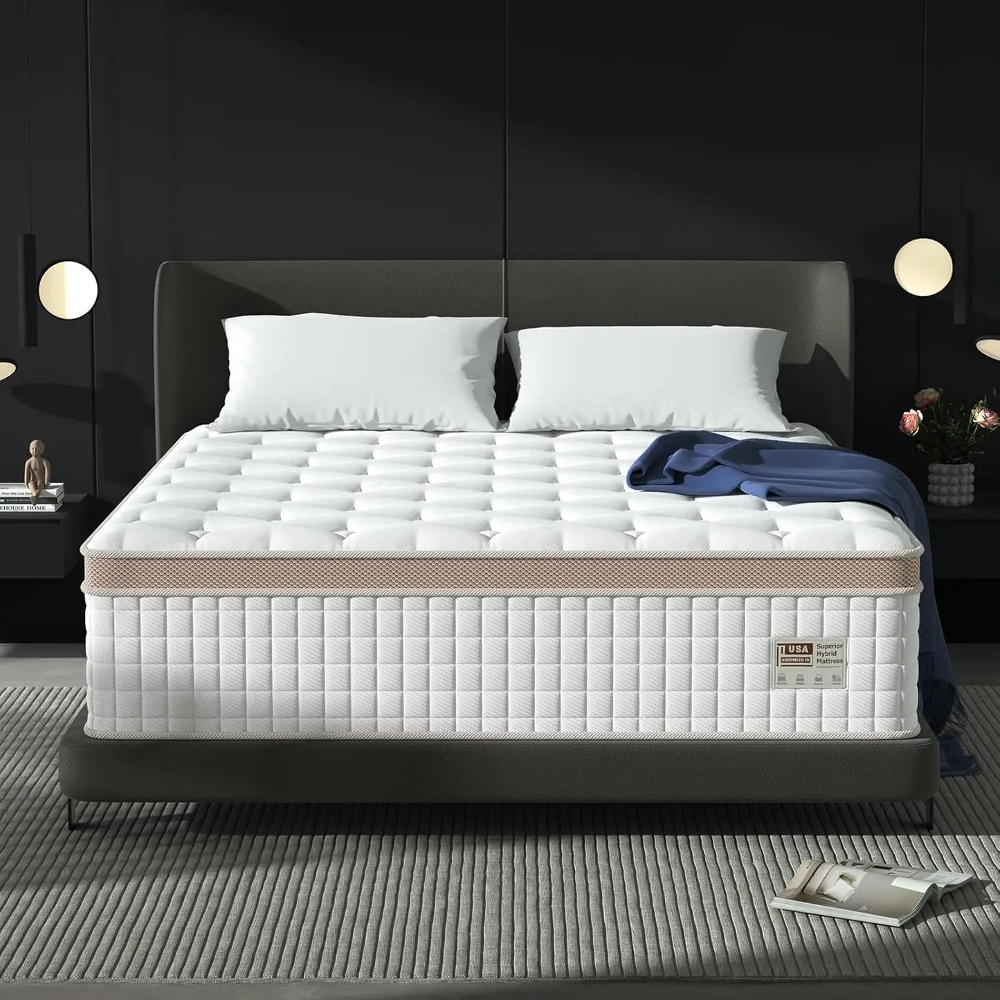 14'' Full/King/Queen Size Mattress, Luxury Hybrid Mattress, Gel Memory Foam & Pocket Springs, Manufactured in USA