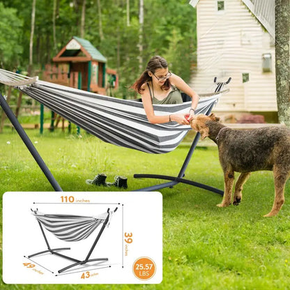 Hammock with Adjustable Stand- Stylish Hammock Bed w/Storage Bag, 600lb Capacity