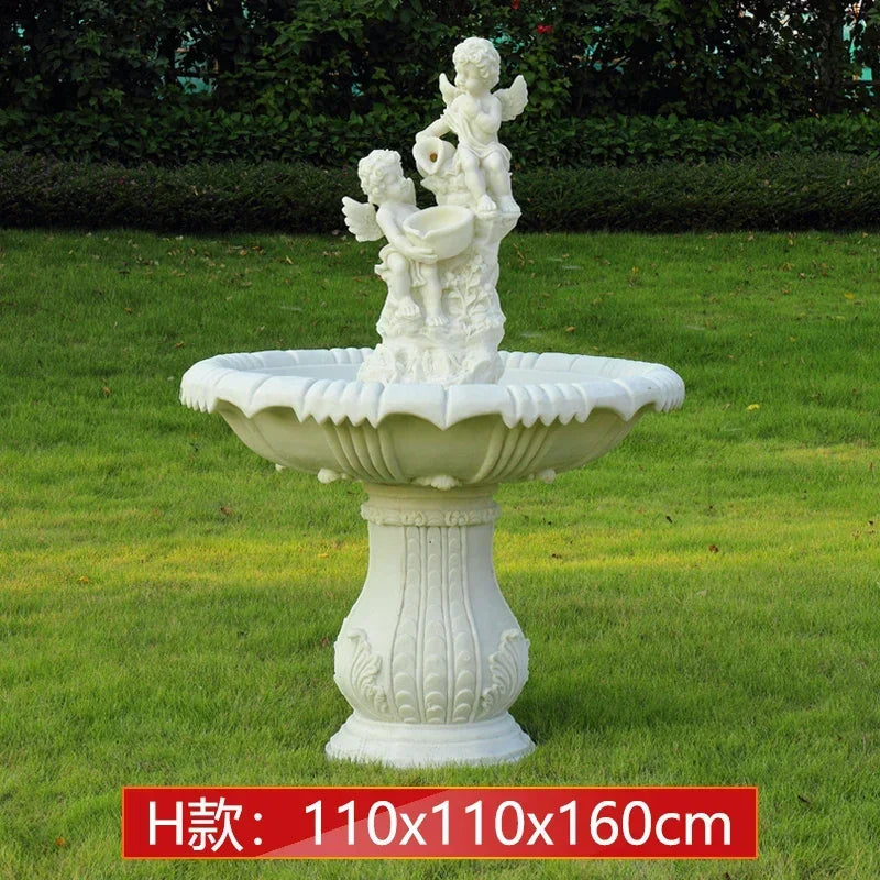 Outdoor garden, fish pond, water feature, courtyard floor-to-ceiling decoration Large European-style flowing water fountain,