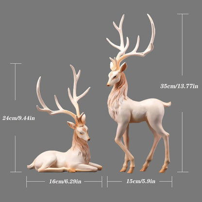 35cm High End Deer Statue Reindeer Figurines Resin ELK Sculpture For Living Room Luxury Home Decoration Nordic Tabletop Statue