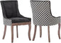 Modern Dining Chairs Set of 2 - High Back Upholstered Fabric Chairs with Solid Wood Legs for Dining Room