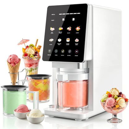 11 in 1 Ice Cream Maker with Recipe, Mix-in & Re-spin for Creamy Texture | 3 Pints Diary Free Keto-Friendly Frozen Dessert Machine, Frozen Treat, Yogurt, Sorbet, Gelato, Smoothie Bowls