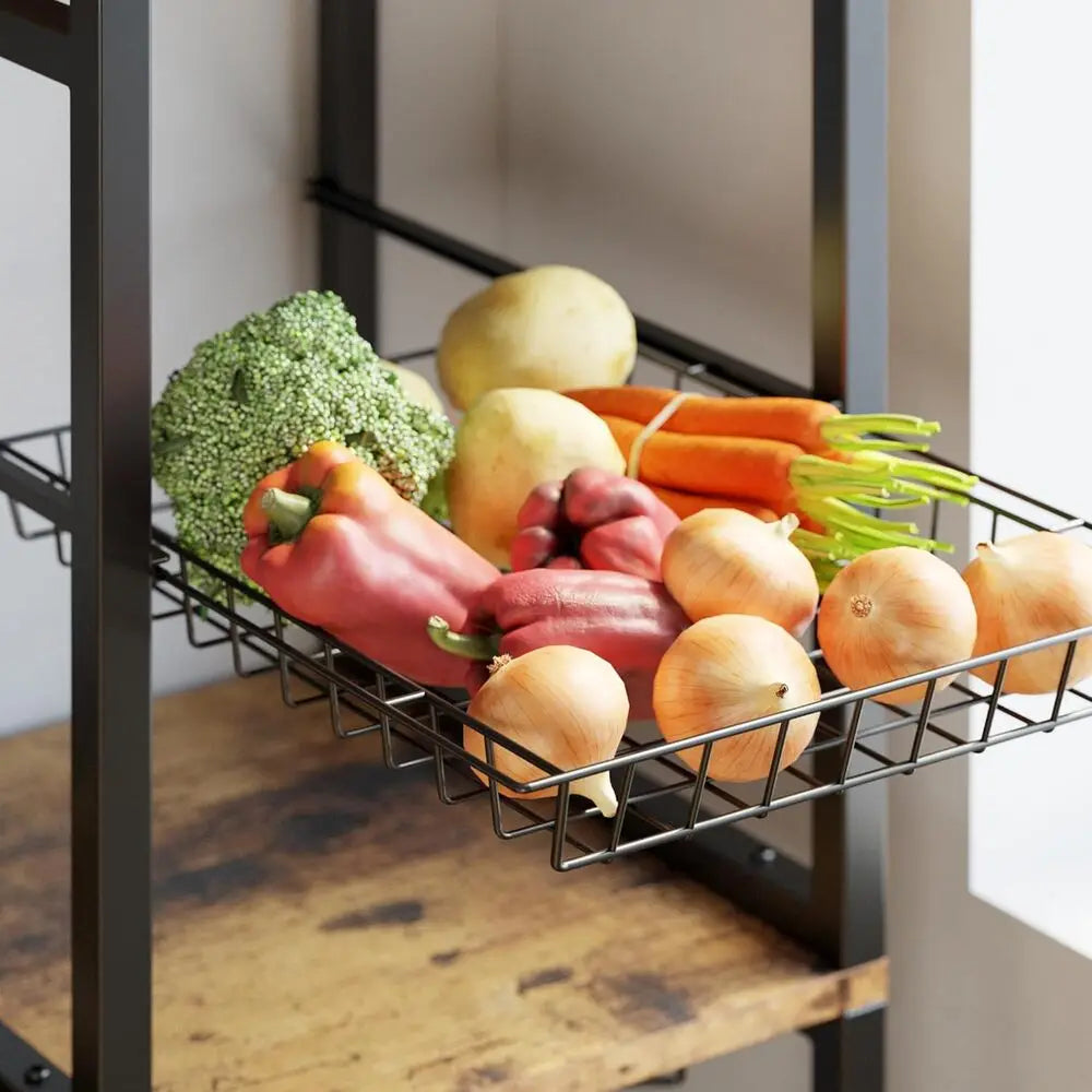 Bakers Rack with 2 Storage Cabinets and Power Outlet, 45.3 Inch Kitchen Microwave Stand with Storage, Coffee Bar Cabinet