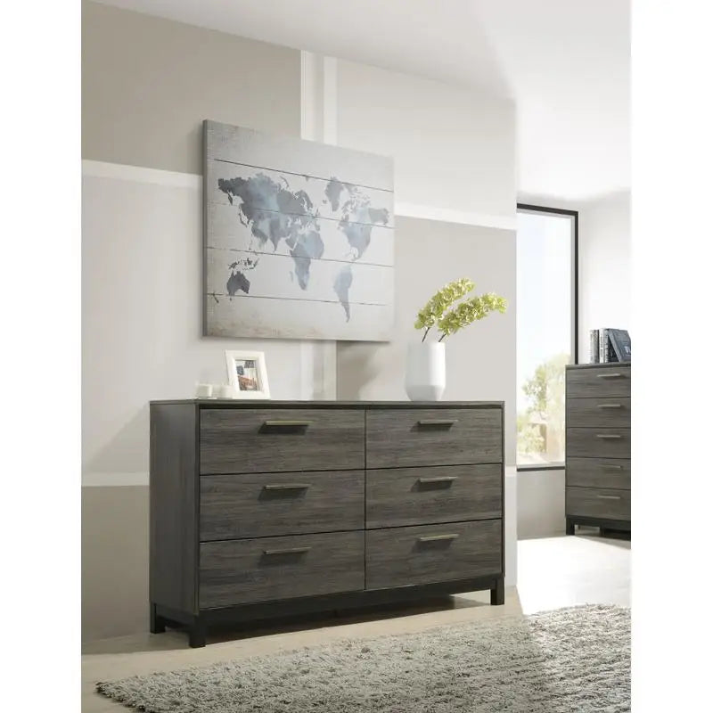 King Size Wood Bedroom Set, Antique Grey Finish Bed, Dresser, Mirror, Night Stand
