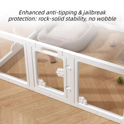 Transparent Pet Fence Indoor Small Dogs Enclosure Free Combination Anti-Escape Puppy Playpen Sturdy Pet Barrier Cage with Door