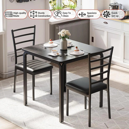 Dining Table for 2 Space Saving Dining Table Set for Small Spaces 3 Piece Dining Table Set & Metal Steel Frame for Dining Room