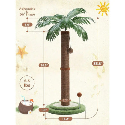 32 Cactus Cat Tree For Indoor Cats, Small Cat Tower Cat Condo With Sisal ching Ramp, Cozy HammockCat ching Post, 33 T