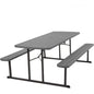 Outdoor 6 ft. Folding Picnic Table, Dark Gray Wood Grain Resin with Gray Steel Legs