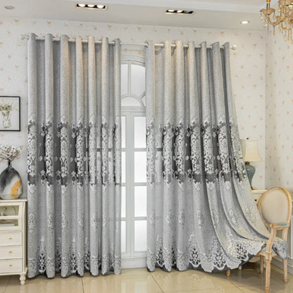 European Style Blackout Curtains, Jacquard Embroidered Chenille Curtain, Luxury Thermal Insulation Sunshade Drapes for Home Deco