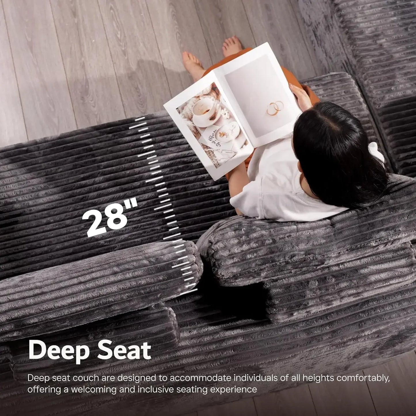 U Shaped Sofa Boneless Couch with Chaise 135" Cloud Modular Sectional Couch for Living Room Big Comfy Couches Set  furniture