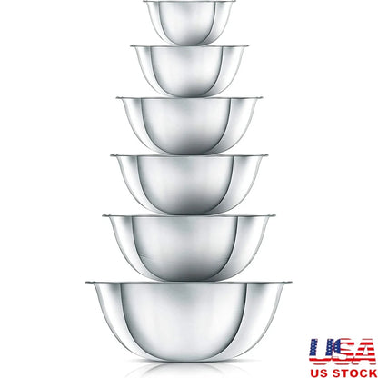 6 Piece Stainless Steel Mixing Bowl Set