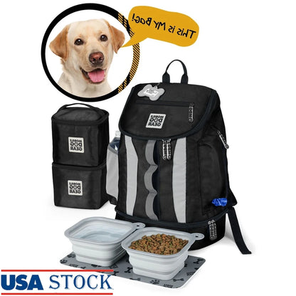 Pet Luggage Travel Backpack For Dogs With Large Storage Compartments Collapsible Bowls Food Carriers Easy Access Pockets Waste