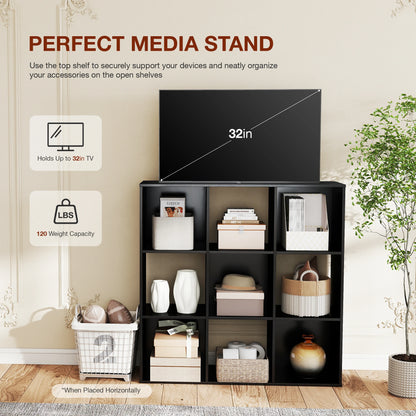 9 Cube Storage Organizer Wooden Shelf Bookcase Open Bookshelf for Living Room and Home Office Display