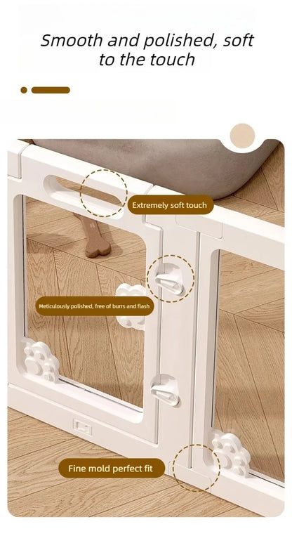 Transparent Pet Fence Indoor Small Dogs Enclosure Free Combination Anti-Escape Puppy Playpen Sturdy Pet Barrier Cage with Door