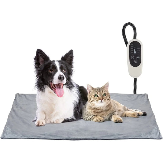 Pet Heating Pad Electric Dog Cat Bed Timer Chew Resistant Heating Mat Indoor Auto Shut Off 6 Temperature Settings 16x28 Inches