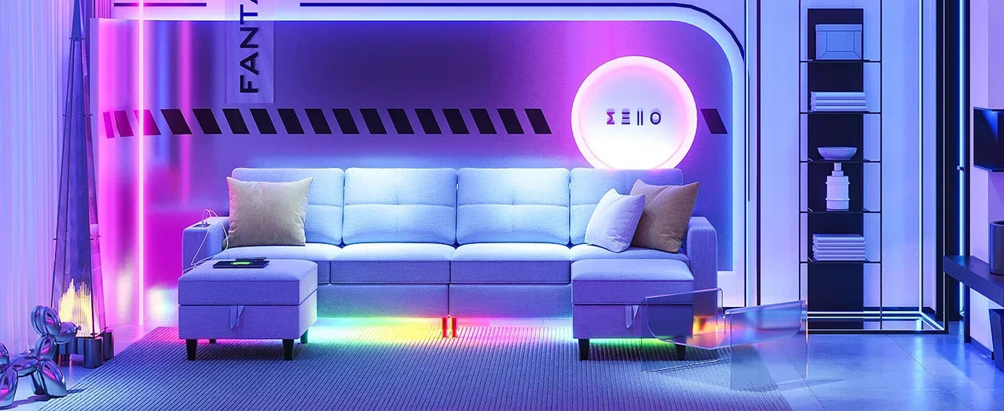 RPD4-LED Couches for Living Room.Modular Sectional Sofa Set Storage Ottomans.Oversized U Shapped
