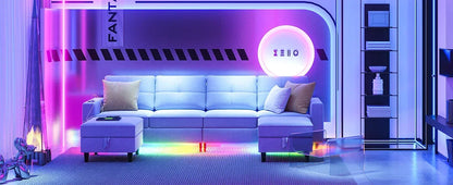 RPD4-LED Couches for Living Room.Modular Sectional Sofa Set Storage Ottomans.Oversized U Shapped