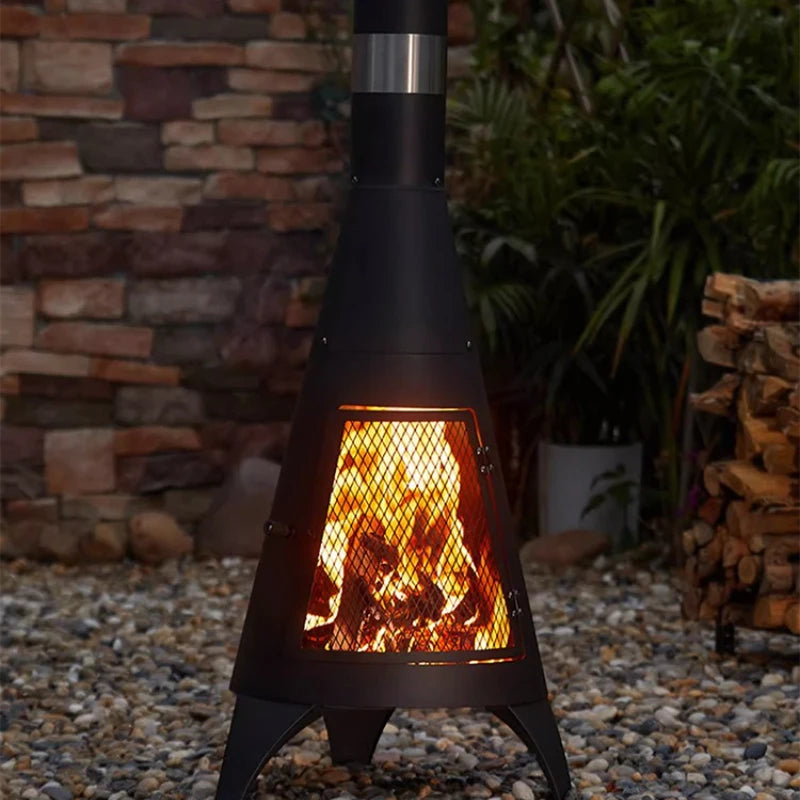 Large Capacity Wood Stove Outdoor Heater with Chimney Stainless Heating Gear Patio Heater Bonfire Aquecedor Lareira