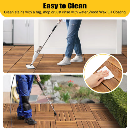 Outdoor Hardwood Flooring Tiles Interlock Edge Waterproof for Patio