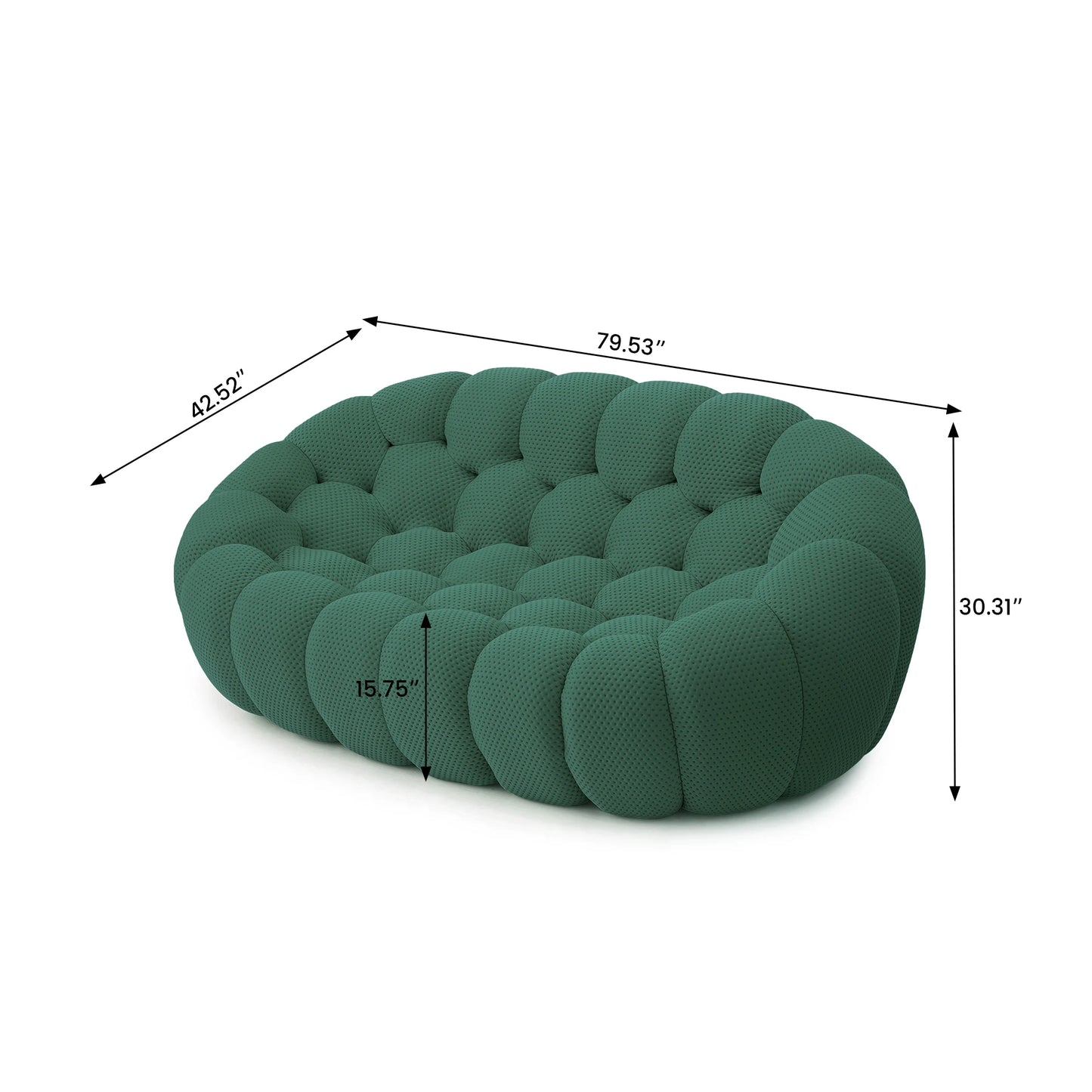 78'' Modern Curved Boneless Sofa Comfy 3D Knitted Fabric Loveseat Couch Football-Shaped Lazy Floor Sofas for Living Room