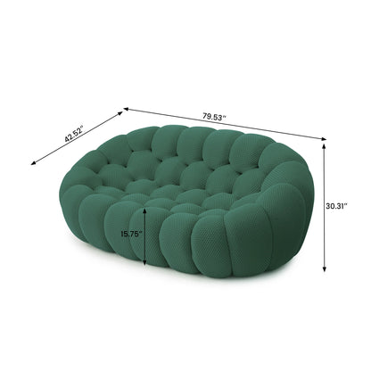 78'' Modern Curved Boneless Sofa Comfy 3D Knitted Fabric Loveseat Couch Football-Shaped Lazy Floor Sofas for Living Room