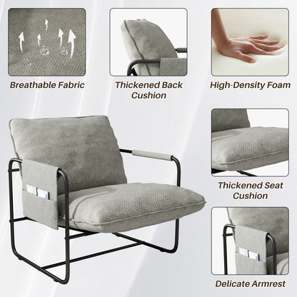 Sling Accent Chair Set of 2, Metal Framed Armchair with Removable Storage Bag, Upholstered Living Room Chairs