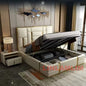 Luxury Modern King Size Bed With Soft Upholstered Headboard And Storage Nightstands - Genuine Leather Bedroom Furnitur