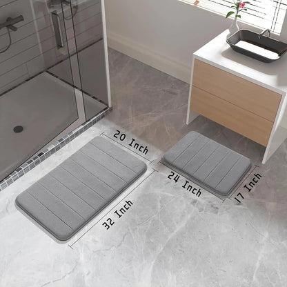 2 Piece Memory Foam Non Slip Bath Mat Set