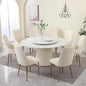 Round Dining Table Set with Removable Lazy Susan, Luxury 59" D Marble Dining Table Set of 8, Modern Sintered Stone Dining Table